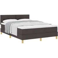 vidaXL Cama con somier y cojín, color marrón oscuro, 160 x 200 cm, tapizada en tela
