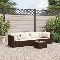 Prolenta Maison Exclusive: Juego de salón de jardín de 5 piezas con cojines, color marrón, fabricado en ratán sintético