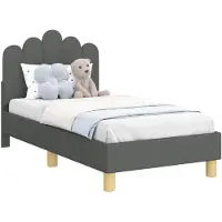 vidaXL Estructura de cuna para bebé, color gris oscuro, 70 x 140 cm, con cabecera, material: tela