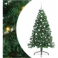 vidaXL Árbol de Navidad artificial con luces LED integradas, color verde, 150 cm, material PVC