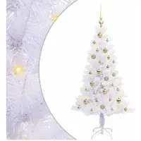 vidaXL Árbol de Navidad artificial, blanco, 150 cm, de PVC y acero