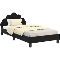 vidaXL Estructura de cuna para bebé, color negro, 90 x 190 cm, con cabecera, tapizada en terciopelo