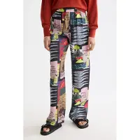 Scotch & Soda Gia - Mid Rise Wide Leg Elasticated Trousers Art Dept Collag Talla: L/32 | Pantalones Outlet | Mujer