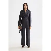 Scotch & Soda Double Breasted Belted Drapey Blazer Charcoal Art Talla: XS | Blazers Outlet | Mujer | Negro