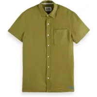 Scotch & Soda Core Seasonal - Regular-fit Short-sleeved Linen Shirt Calla Talla: S | Camisas Casuales Outlet | Hombre | Blanco