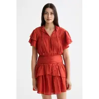 Scotch & Soda Ruffled Mini Dress With Gathered Waist Ketchup Talla: 38 | Mini Vestidos Outlet | Mujer | Blanco
