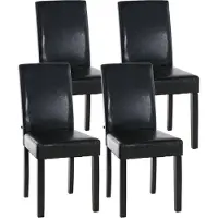 CLP Juego de 4 sillas de comedor Ina, tapizadas en cuero sintético con estructura de madera. Color: marrón. Color de la estructura: negro