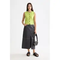 Scotch & Soda Workwear Midi Skirt With Front Slit Charcoal Art Talla: XS | Faldas Midi Outlet | Mujer | Negro