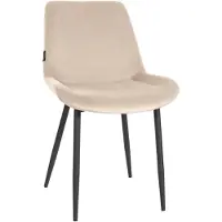 CLP Silla de comedor Victoria, tapizada, ideal para la cocina. Estructura de metal negro, asiento y respaldo tapizados en terciopelo, con protectores para el suelo. Color: crema