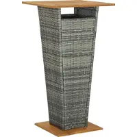 Syfax Mesa alta ratán sintético y madera de acacia gris 60x60x110 cm