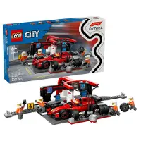 LEGO Parada en Boxes de F1 y Equipo de Mecánicos con Coche Ferrari