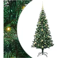 vidaXL Árbol de Navidad artificial con luces LED integradas, color verde, 150 cm