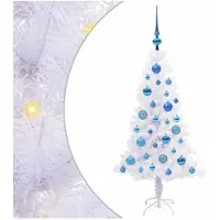 vidaXL Árbol de Navidad artificial, blanco, 120 cm, de PVC y acero