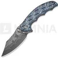 CIVIVI Navaja Pentad Damascus, Blue/White Vortex Micarta