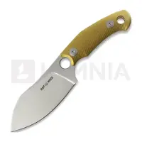 GiantMouse GMF1-XL Brass Milled, Satin Elmax, Burgundy Leather Sheath, cuchillo fijo