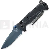 Benchmade Navaja Adira Blue Titanium Cerakote, tempest gray grivory, hoja dentada