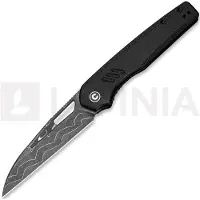 CIVIVI Navaja Guile, Damascus, Black Canvas Micarta