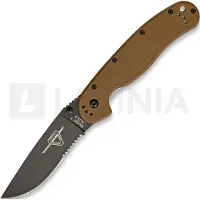 Ontario Navaja RAT-1, marrón/negro, hoja dentada