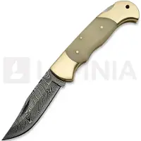 Damascus Navaja Lockback Bone