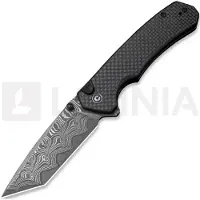 CIVIVI Navaja Button Lock Brazen Damascus, Twill Carbon Fiber