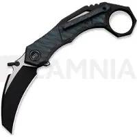 We Knife Navaja Tayra, Tiger Stripe & Black Ti, Black SW & Satin