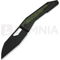 We Knife Navaja Inceptus, Black Ti & Green/Black CF, Black Stonewash