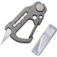 CIVIVI Polymorph Titanium Carabiner Keychain Multi-Tool, gris