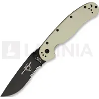 Ontario Navaja RAT-1, desert tan/negro, hoja dentada
