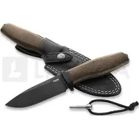 Lionsteel Acha AH B BLG Blackwashed M390, Green Burlap Micarta, Black Titanium Guard, cuchillo fijo