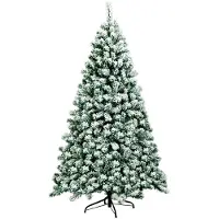 Costway Árbol de Navidad artificial , 180 cm, con 928 agujas de PVC con efecto nieve, 250 luces LED blancas cálidas y soporte de metal. Árbol de Navidad artificial para Navidad