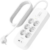 Belkin Regulador de enchufes de 6 tomas + USB-A y USB-C, 650J, 18W, 2m, modelo SRB002vf2MV2