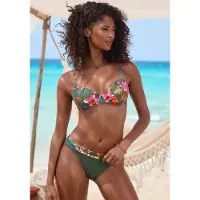 LASCANA Top de bikini 'Malia' verde / naranja oscuro / rosa / blanco