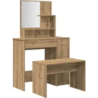 Syfax Juego de tocador de madera de ingeniería de roble artesanal