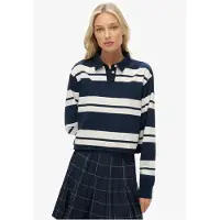 Superdry para mujer. W6012175A Polo Stripe Rugby marino (S), Casual, Algodón, Manga larga, outlet 2026.