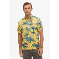 Superdry para hombre. M4010947A Camisa con estampado hawaiano amarillo (XXL), Casual, Modal, Manga corta, outlet 2026.
