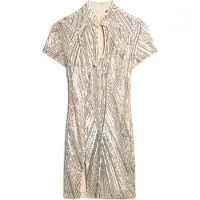 Superdry Vestido Corto De Manga Corta Mandarin Sequin