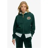 Superdry para mujer. W2012590A Sudadera Country Club Ziphood verde (L), Casual, Algodón, outlet 2026.