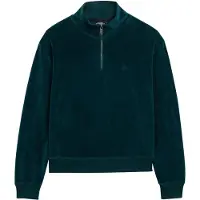 Superdry para mujer. W2012370A Sudadera con media cremallera Velour Half verde (XL), Casual, Algodón, outlet 2026.