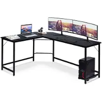 Costway , escritorio en forma de L, escritorio de esquina, mesa para ordenador, escritorio para PC, mesa de oficina, mesa de esquina, escritorio angular, color