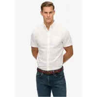 Superdry para hombre. M4011093A Camisa City Cotton Linen blanco (L), Casual, Algodón, Manga corta, outlet 2026.