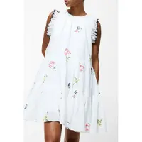 French Connection Kirsty Holland Tiered Dress White Multi Talla: L | Mini Vestidos Outlet | Mujer | Blanco