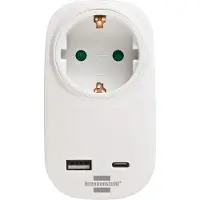 Brennenstuhl 1508210: Adaptador de enchufe con cargador USB PD. 1 puerto USB-A, 1 puerto PD de 18W. Voltaje total: 5V, 3.400mA