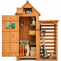 StarTech.com Caseta de jardín de madera - Caseta para herramientas - Almacén para leña - Madera de abeto impermeable - Techo a un agua - 77 x 54,2 x 179 cm - Color natural