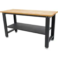 HBM banco de trabajo regulable en altura 160 cm, encimera de madera maciza, negro