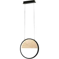 FABAS LUCE Lámpara colgante LED Pierre, 29 W, diámetro 400 mm, estructura de metal y madera en color , luz cálida (3000 K), regulable de forma continua, diseño moderno y elegante