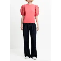French Connection Crochet Lace Slv Raspberry Talla: S | Blusas Outlet | Mujer | Rosa