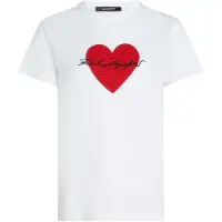 Karl Lagerfeld Signature Heart Boucle T-shirt White Talla: XS | Camisetas de Seda Outlet | Mujer | Blanco