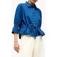 French Connection Tie Waist Top Midwash Chmbry Talla: 14 | Blusas Outlet | Mujer