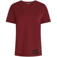 Karl Lagerfeld Signature Edge V-neck T-shirt Tawny Port Talla: L | Camisetas de Seda Outlet | Mujer | Marrón