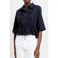 French Connection Barnet Cotton Striped Shirt Navy Talla: M | Blusas Outlet | Mujer | Azul